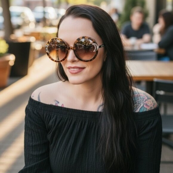 Killstar ✦ Lunar Doll Tortoiseshell Round Sunglasses ✦ Crescent Moon Detail NWT main image 5